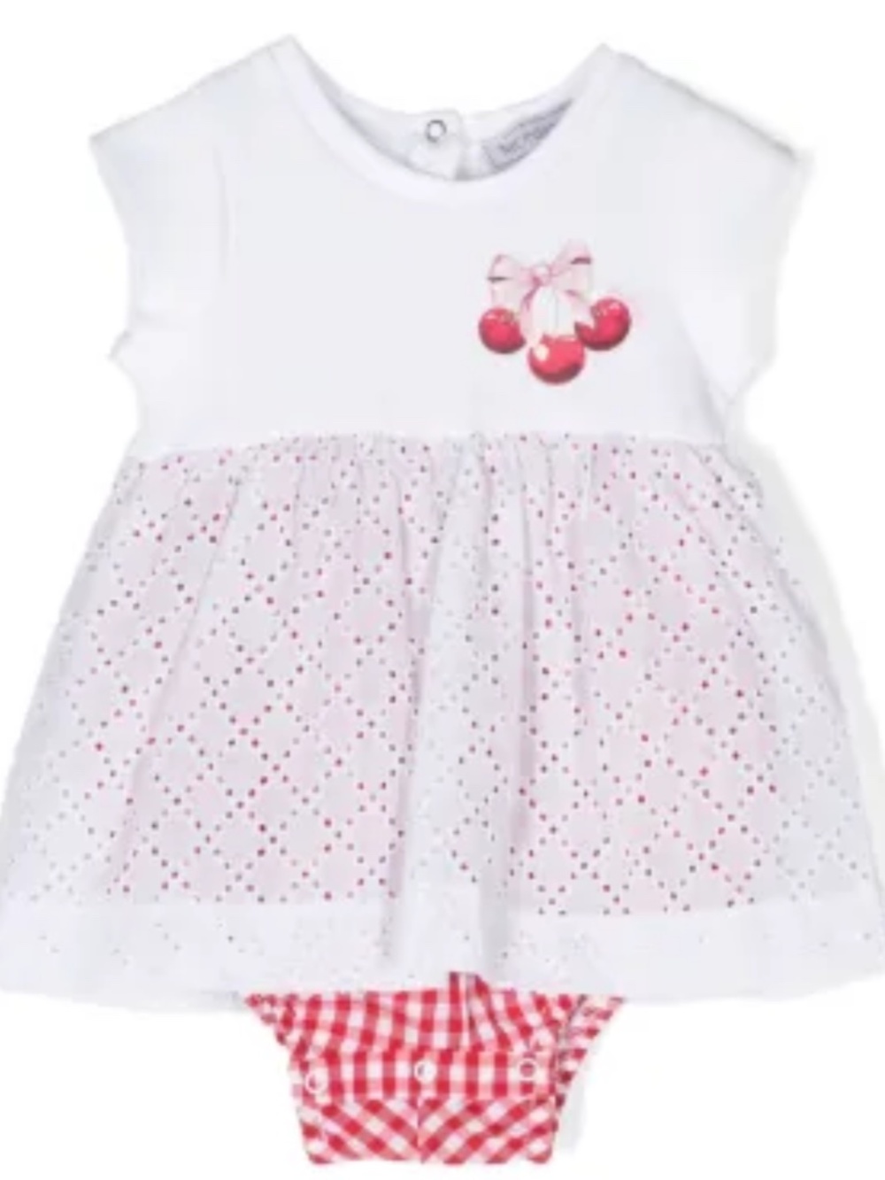 MONNALISA baby eyelet gingham bubble 6M